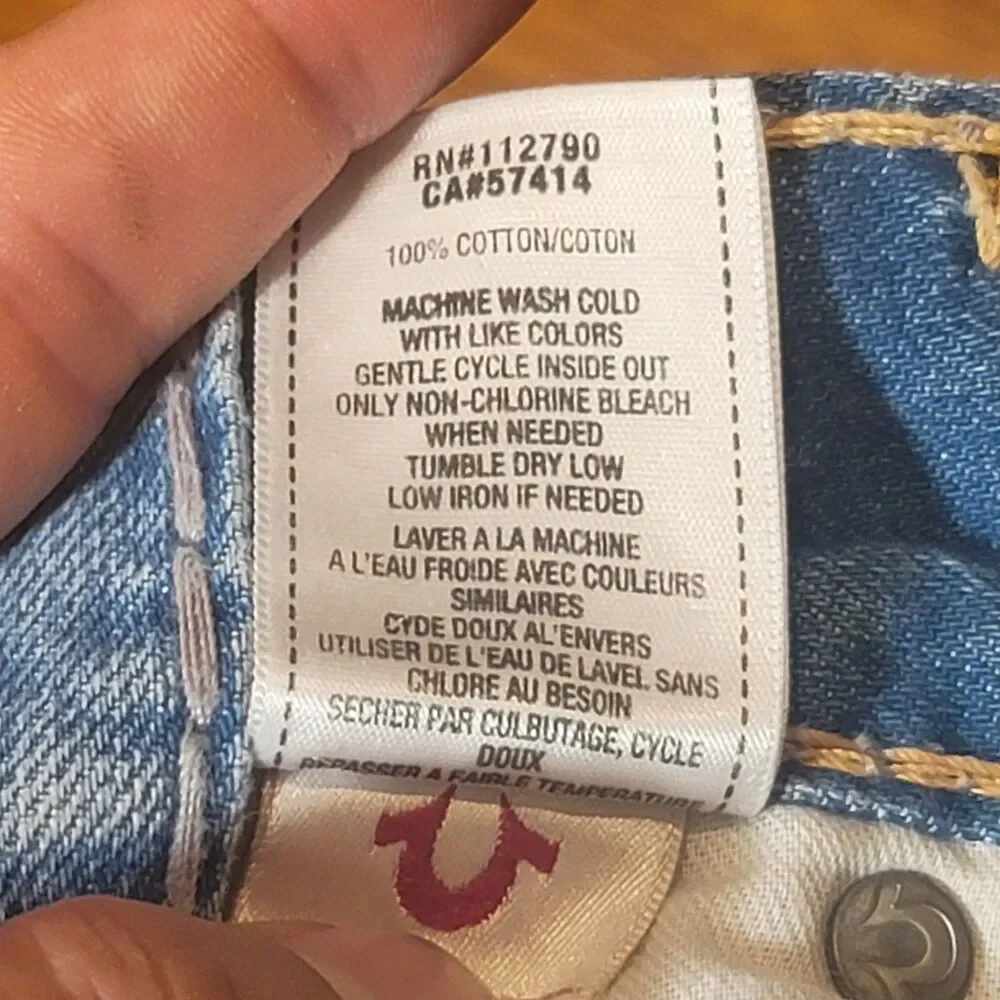True Religion Geno Super T Mens Straight Jeans Blue 100% Cotton USA Made Size 36